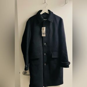 Zara Navy Long Coat for Men Brand New